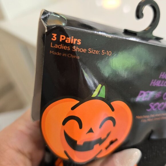 Halloween Pet & Owner Matching Socks 3 Pairs Ladies Size 5-10 spooky dog puppy - Picture 2 of 6